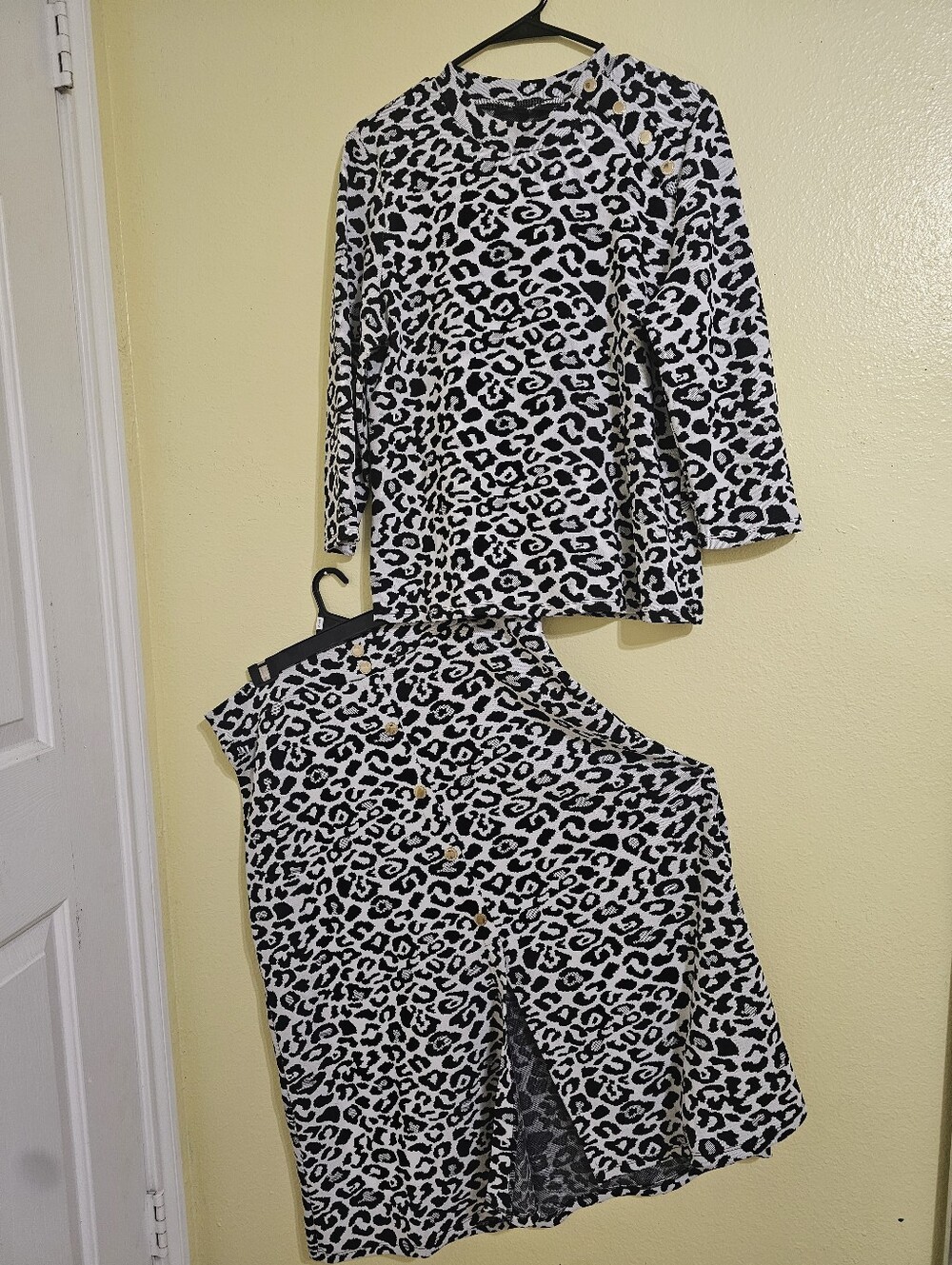 Black & White Leopard Print Two-Piece Set